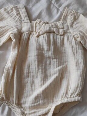 cloud island Cream Gauze Bow Romper